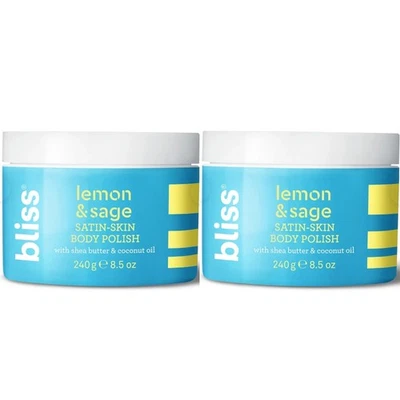 2 Bliss Lemon & Sage Satin Skin Body Polish Scrub Shea Butter Coconut Oil 2 PACK - Image 1 of 4