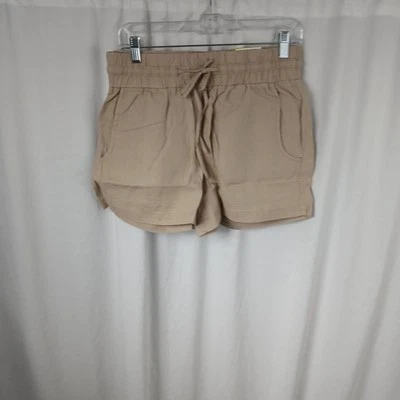 Pantalones cortos INC International Concepts de lino con cordón tiro medio beige para mujer talla M Foto 1 de 4