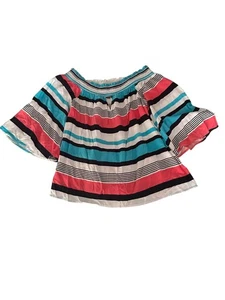 Crown & Ivy gestreiftes schulterfreies Damen Large fließendes Boho Top Bluse Shirt - Bild 1 von 1