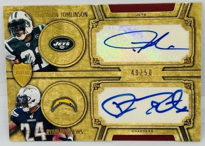 2010 Topps Supreme LaDainian Tomlinson Ryan Mathews DUAL Auto /50 Jets Chargers - Image 1 of 4
