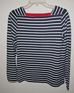JOULES~US 6~Women's Navy Blue Stripe MATILDE Square Neck Long Sleeve Shirt - Picture 1 of 6