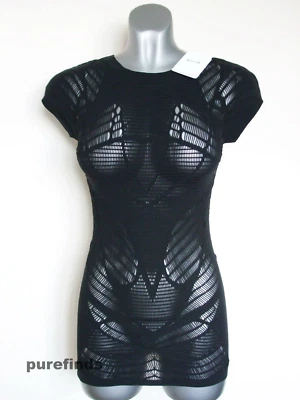 CAMISA WOLFORD NET ENCAJE DISEÑO CORTE LÁSER TALLA XS NEGRA NUEVA CON ETIQUETAS Foto 1 de 4