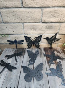 Dragonfly Silhouette Metal Cut Out, Wall/Fence Decor Set of 3 - Picture 1 of 7