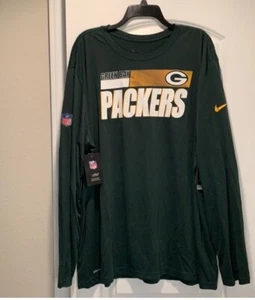 NIKE T-Shirt Green Bay Packers On-Field Apparel Long Sleeve Green Men’s 3XL New - Picture 1 of 10