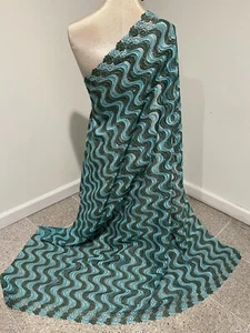 Sea Green Guipure Rhinestones Bridal Lace Fabric 50” Width SOLD BY THE YARD - Picture 1 of 6