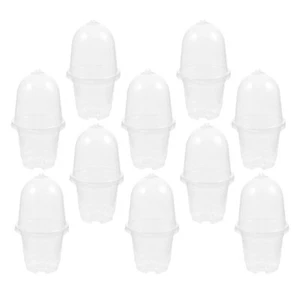 10 Sets of Starter Pots Plastic Plants Planter Nursery Pots Lidded Clear - Picture 1 of 12