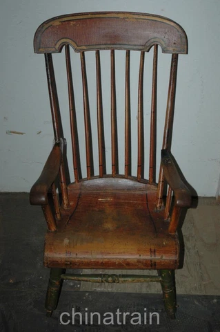Antique Circa 1850 Boston Rocker Rocking Chair Original Paint & Stenciling Cover