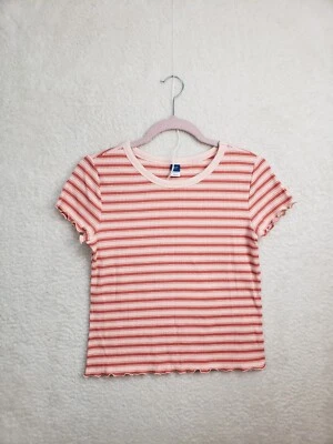 Old Navy Girls Top XXL Pink Strip Cotton B Short Sleeve Stretch Crop Shirt 18 - Image 1 of 4