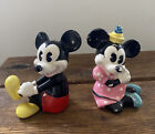Disney Vintage Pie-Eyed Mickey & Minnie Mouse 3" Ceramic Cross Leg Figurines