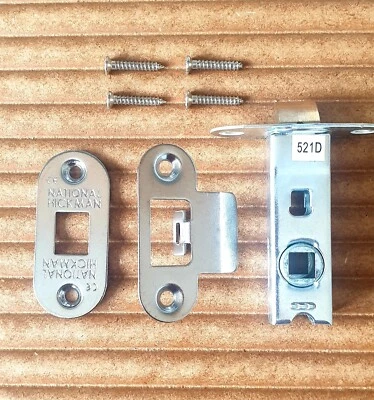 National Hickman door standard latch 63mm body + chrome face plate & screws New - Image 1 of 4