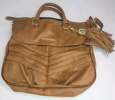 Steve Madden Cartera Marrón Imitación Cuero Cremallera Bolso de Hombro Parte Inferior Expandible Foto 1 de 4