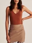 Abercrombie & Fitch Vegan Leather Ruched Mini Skirt Light Brown Womens Small