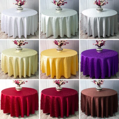 Luxury Red Round Hotel Dining Tablecloth Floral Wedding Table Cover Restaurant - Image 1 of 4