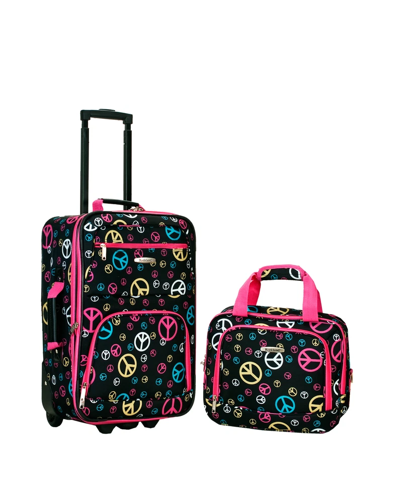 Rockland Rio 2pc Expandable Peace Themed Carry-on Luggage Set Medium Travel Bag