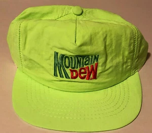 Vintage Mountain Dew Advertising Green Snapback USA Made Truckers Hat Cap *NEW* - Picture 1 of 6