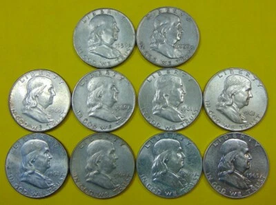 THE LAST TEN FRANKLIN HALF DOLLARS 1959 TO 1963-D - Image 1 of 3