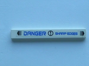 LEGO White Tile 1x8 DANGER SHARP EDGES Sticker Ref 4162pb011 Set 7700  - Picture 1 of 1