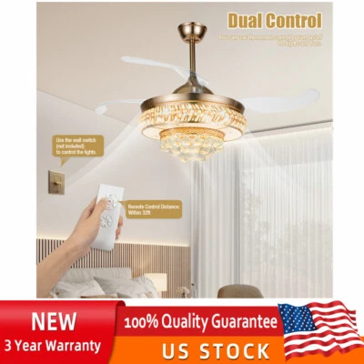 42" Luxury Ceiling Fan Light w/ Remote Control LED Fan Lamp Chandelier Fixture - Image 1 of 4