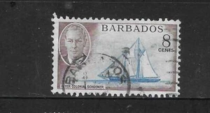 BARBADOS SC#221 1950 8 CENT SCHIFF POSTAL GEBRAUCHT DEFINITIVE ALTE EINZELMARKE - Bild 1 von 1