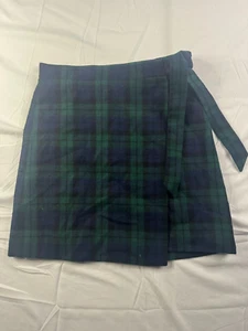 J Crew Skirt Womens Size 0 Wool Wrap Lined Green Blue Plaid Windowpane NWT - Picture 1 of 8