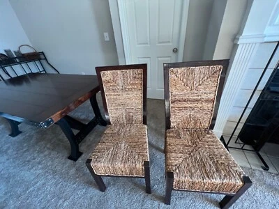 Wood dining room set 6 chairs - Image 1 of 4