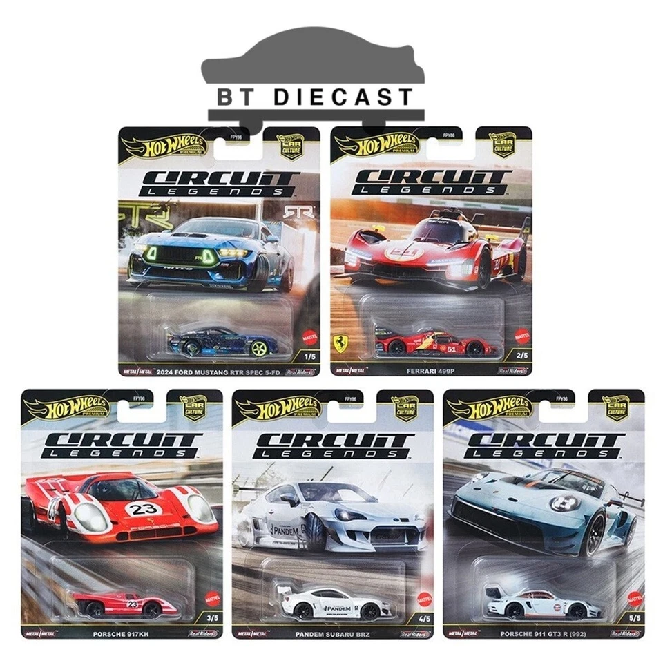 Hot Wheels Premium Circuit Legends Complete Set of 5 Cars Porsche Ferrari Ford