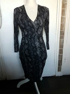 H m dress 10 Snake Print UK 10 Stretchy Rouched - Picture 1 of 9