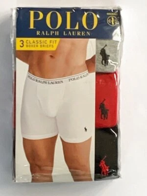 Nuevo en Paquete Polo Ralph Lauren Calce Clásico Para Hombre Pequeño Calzoncillos Boxer 3 PK Gris Rojo Negro Foto 1 de 3