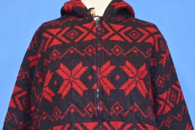 复古 80 年代 LL BEAN 雪花羊毛双拉链连帽夹克女式大号 L — 第 1/4 张图片