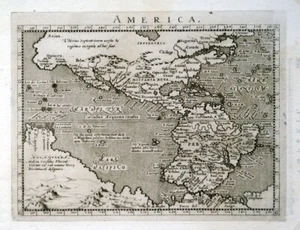 c. 1596 ORIGINAL MAP OF THE AMERICAS, ORTELIUS -MAGINI - Picture 1 of 3