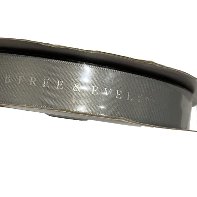 Crabtree & Evelyn Gray Ribbon 100 Yards Logo Gift Wrapping 7/8" Huge Roll - Image 1 of 4
