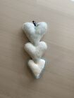 Laura Ashley Fabric Duck Egg Blue Josette Love Heart Trio Hanger Wall Decor Gift