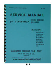 Cleereman Jig Borer Drilling Machines Operation, Service, Parts Manual *115