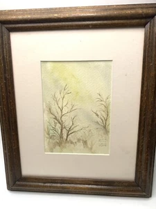 Vintage Original Japanese /Chinese Watercolor Painting W/ Stamp Framed Trees - Picture 1 of 9