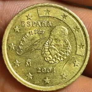2001-50 Cent Euro España Cervantes-(M Label) Rare Collectors Coin - Picture 1 of 4