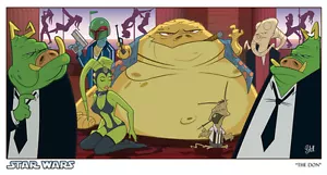 Mafia Boss Jabba Licenza Star Wars VI Arte Animata Interpretativa Giclée su Carta - Foto 1 di 1