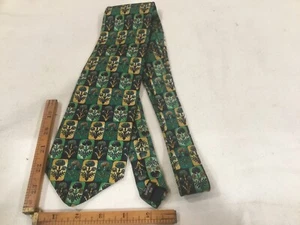 Isaco Tan Blue Green Gold 100% Silk Tie - Picture 1 of 4