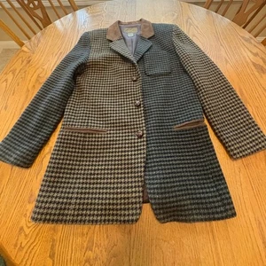 Vintage JL Colebrook braun Hahnentritt kariert Wolle Blazer Jacke Wildleder Kragen M - Bild 1 von 11