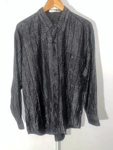 North Sun Paris Men’s XL Button-Up Shirt Black Gray Red Textured Long Sleeve - Picture 1 of 14