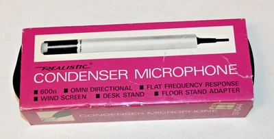 Vintage Radio Shack 33-1044 Realistic Condenser Microphone in Orig Box Untested - Image 1 of 4