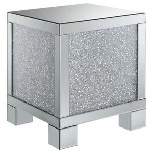 Gillian Rectangular Mirrored Acrylic Side End Table Silver Mirrored 19.75" x 19. - Picture 1 of 5