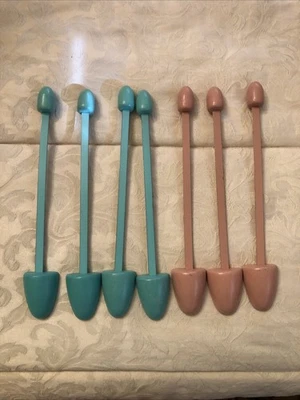 LOTE DE COLECCIÓN/7 B. Altman Turquesa-Rosa Metal/Madera Zapatos Camilla/Formadores Para Mujer Foto 1 de 4