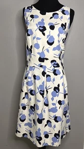 Gap Designed & Crafted Size 14 Sara Pleated Blue Floral Sleeveless Sheath Dress - Picture 1 of 8