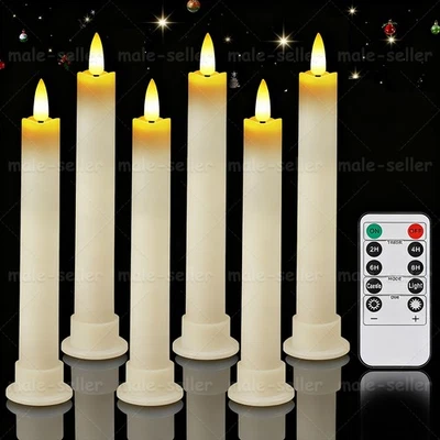 6 Stück Flammenlose Flackernde LED Stabkerzen mit Timerfunktion Fernbedienungen - Bild 1 von 4