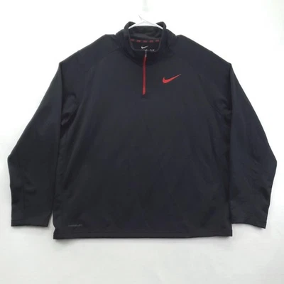 Nike Therma-FIT Pullover Para Hombres 2XL Negro Cuarto Cremallera Swoosh Atlético 715199-010 Foto 1 de 4