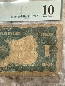 Inverted Back Error! 1899 $1 Black Eagle Silver Certifcate Fr. 230 PMG VG10 - Picture 1 of 9
