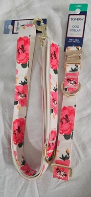 Top Paw Floral Dog Collar (L) And Matching Leash 4ft - Image 1 of 4