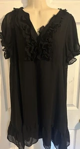 Women’s H&M Black Short With Short Sleeves Lined Flowing Dress Size Large - Picture 1 of 6