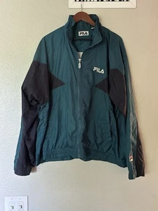 Vintage 90s FILA Blue Windbreaker Men’s Large - Picture 1 of 17