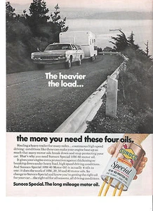 Anuncio impreso 1972 de Sunoco Special largo kilometraje transporte de aceite de motor carga pesada - Imagen 1 de 2